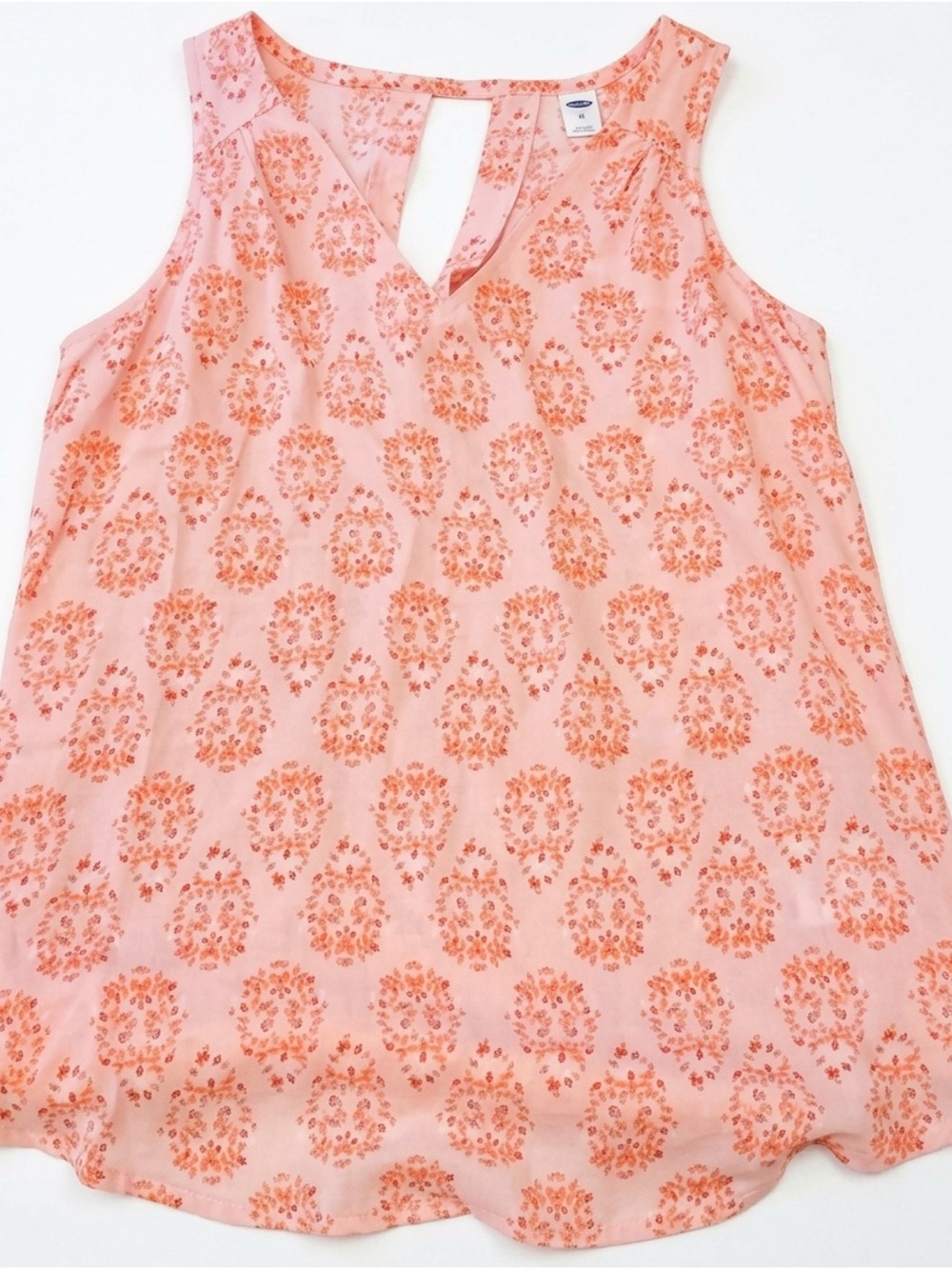 Old Navy Peach Pink Floral Sleeveless Blouse